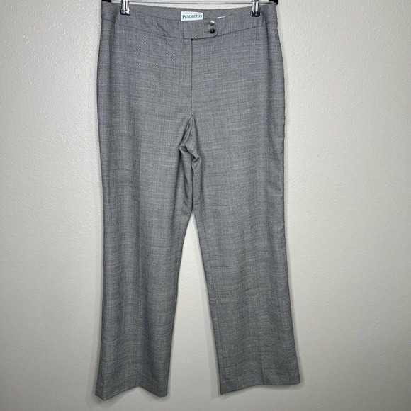 Pendleton Black & White Savvy Stretch Wool High Rise Straight Leg Dress Pants 12 - Picture 11 of 11